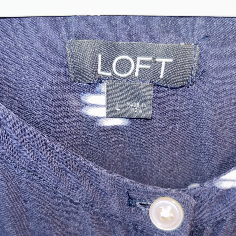 LOFT Navy Jumpsuit with White Accents - Picture 2 of 6